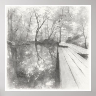 Affiche Silent Passage — Ink Painting Wabi-Sabi Reflection