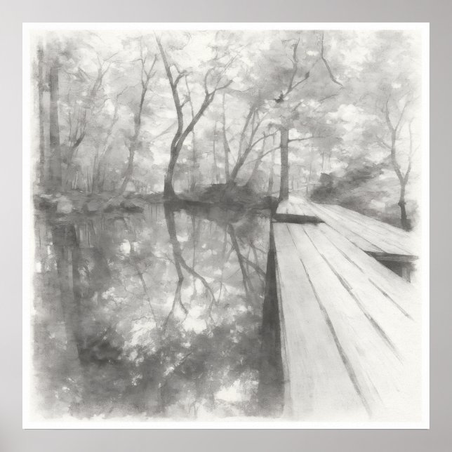 Affiche Silent Passage — Ink Painting Wabi-Sabi Reflection (Devant)