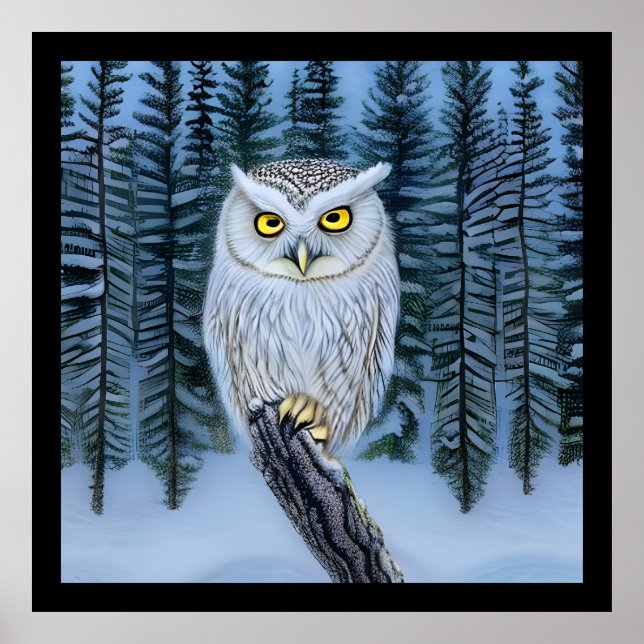 Affiche Silent Watch - Northern Winter Woods Grey Owl (Devant)