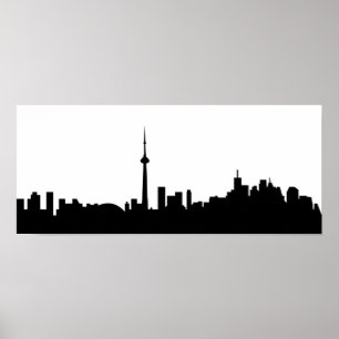 Affiche silhoue de noir de symbole de ville du Canada de