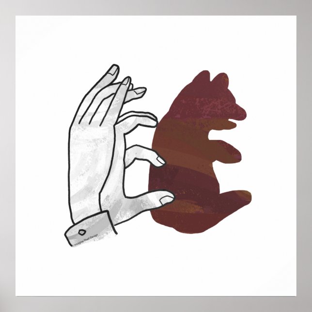 Affiche Silhouette à la main Cube d'ours Brown (Devant)