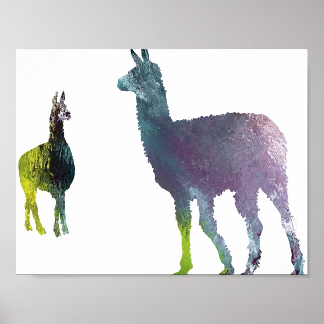 Affiche Silhouette Abstraite Llama (Devant)