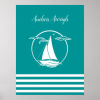 Silhouette/ancrages du voilier blanc marine