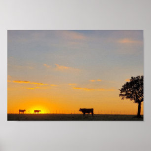 Affiche Silhouette au coucher du soleil