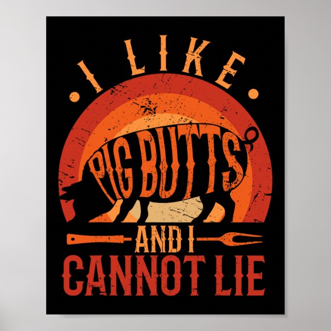 Affiche Silhouette Barbecue Grill J'Aime Les Boutons De Co (Devant)