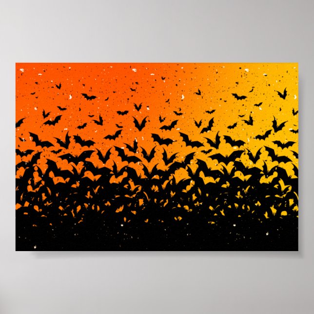 Affiche Silhouette Bats Vampire Dracula Halloween Motif (Devant)