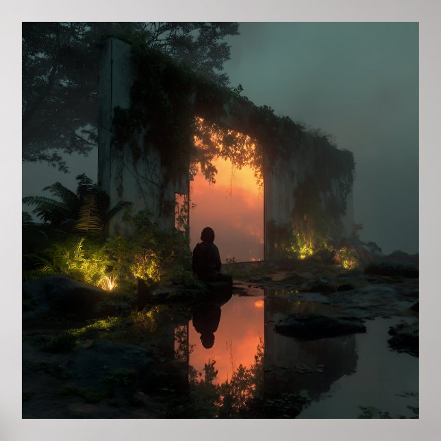 Affiche Silhouette Before Fiery Ruin Sunset (Devant)