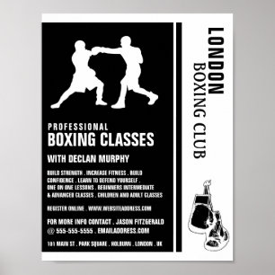 Affiche Silhouette Boxing Match, Boxing Class Advert
