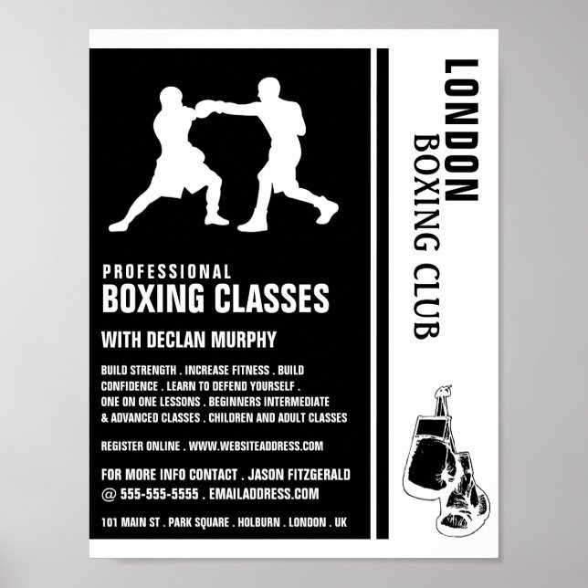 Affiche Silhouette Boxing Match, Boxing Class Advert (Devant)