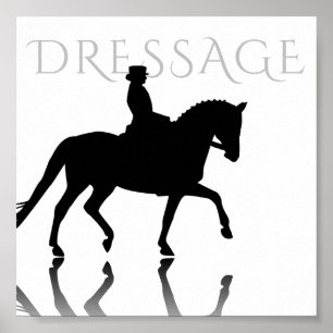 Affiche Silhouette Cheval Dressage avec Réflexion