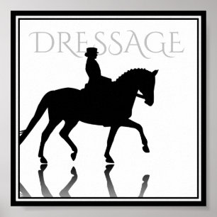 Affiche Silhouette Cheval Dressage avec Réflexion