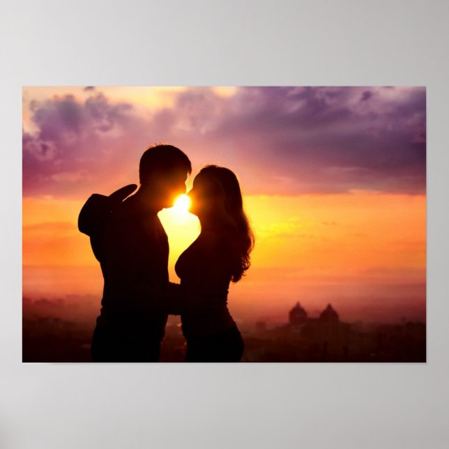 Affiche Silhouette Couple Au coucher Du Soleil (Devant)