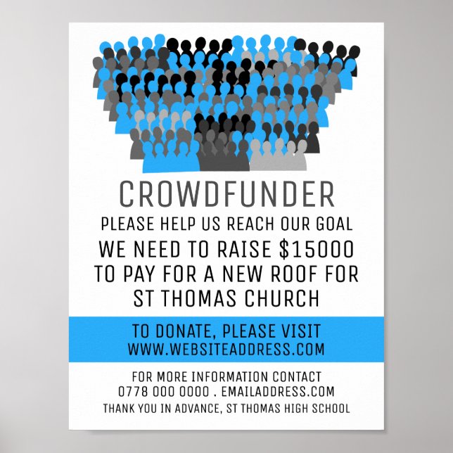 Affiche Silhouette Crowd Design, Crowdfunder, Crowfinancem (Devant)