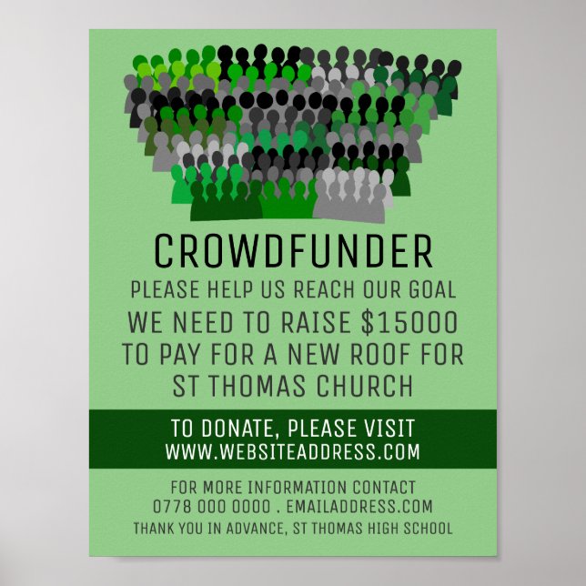 Affiche Silhouette Crowd Design, Crowdfunder, Crowfinancem (Devant)