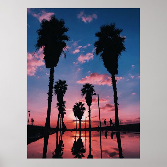 Affiche Silhouette d'arbre sous ciel nuageux (Devant)