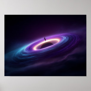 Affiche Silhouette d'astronaute sur le disque d'accrétion