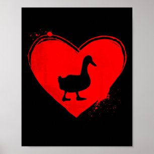 Affiche Silhouette de canard en forme de cœur pour la Sain