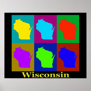 Affiche Silhouette de carte du Wisconsin