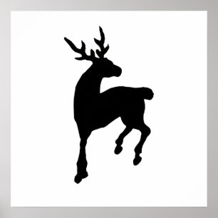 Affiche Silhouette de cerfs communs