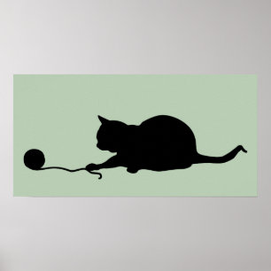Affiche Silhouette de chat en jeu
