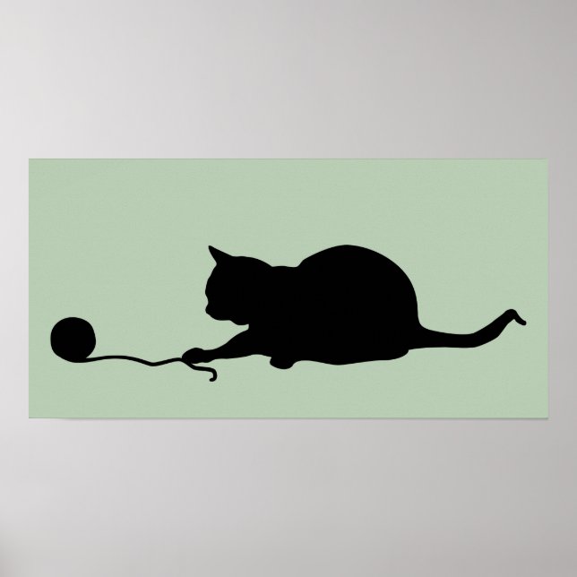 Affiche Silhouette de chat en jeu (Devant)