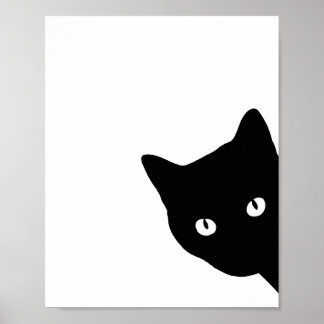 Affiche Silhouette de chat noir minimaliste qui regarde