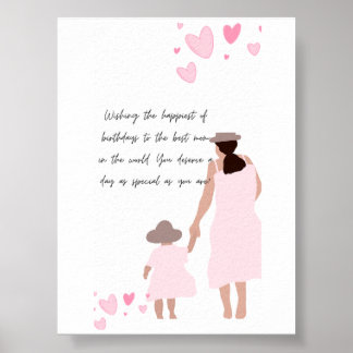 Affiche Silhouette de cœur rose de mère et fille