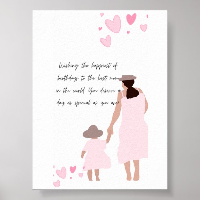 Affiche Silhouette de cœur rose de mère et fille (Devant)