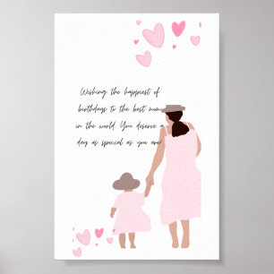 Affiche Silhouette de cœur rose de mère et fille