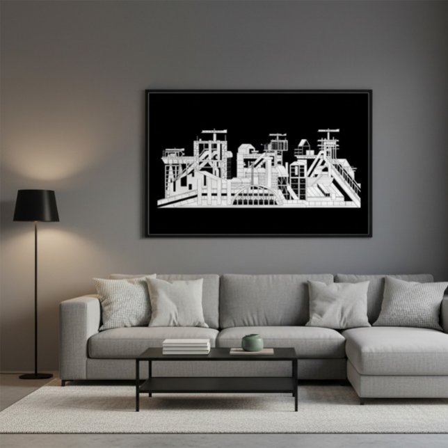 Affiche Silhouette de Combinat Métallurgique Industriel (Créateur téléchargé)