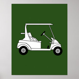 Affiche Silhouette de copie de chariot de golf sur le vert