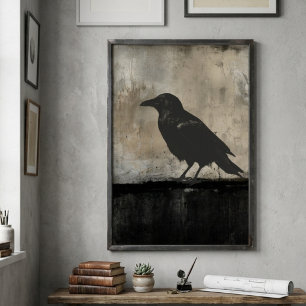 Affiche Silhouette de corbeau lunatique Art minimaliste so