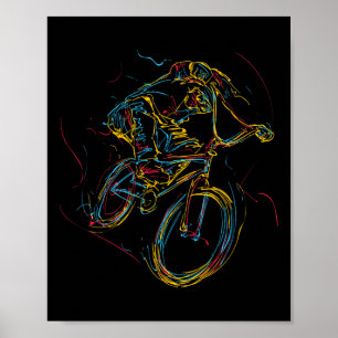 Affiche Silhouette de cycliste coloré de cycliste VTT