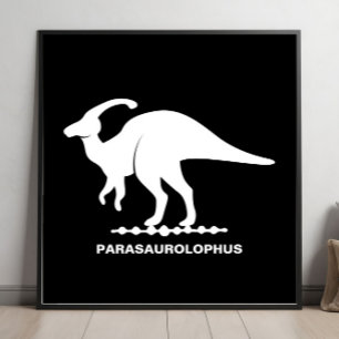 Affiche Silhouette de dinosaure Parasaurolophus