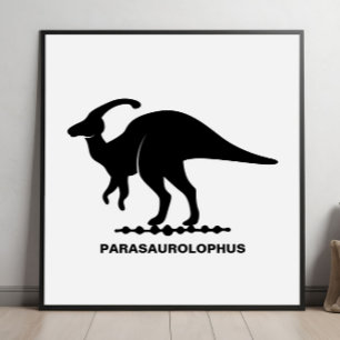 Affiche Silhouette de dinosaure Parasaurolophus