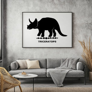 Affiche Silhouette de dinosaure Triceratops