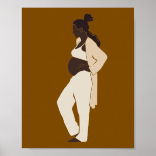 Affiche Silhouette de femme enceinte abstraite Art de mate