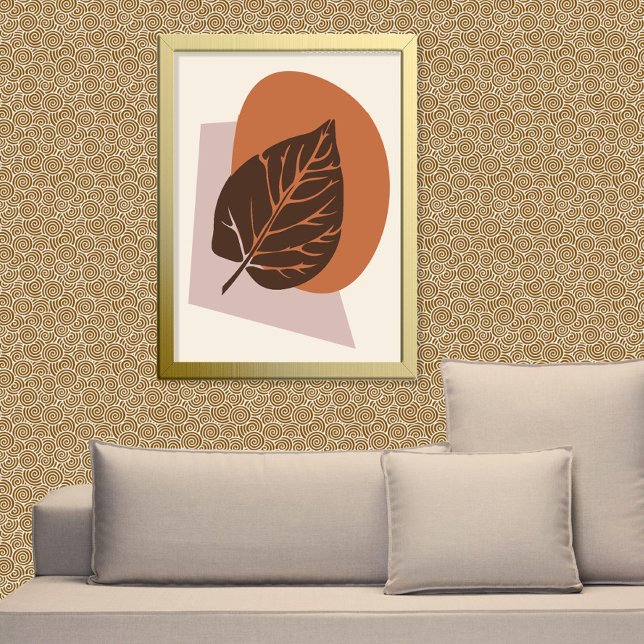 Affiche Silhouette de feuille marron et beige de style mod (Créateur téléchargé)