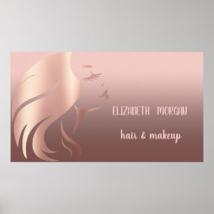 Affiche Silhouette de fille moderne, cheveux, maquillage