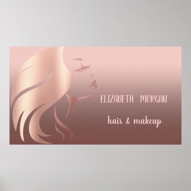 Affiche Silhouette de fille moderne, cheveux, maquillage (Devant)