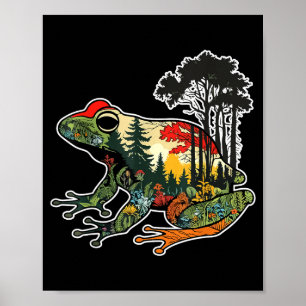 Affiche Silhouette de forêt de grenouilles Art de la natur