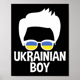 Affiche Silhouette de garçon ukrainien Drapeau patriotique