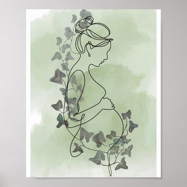 Affiche Silhouette de grossesse sereine avec eau de sauge  (Devant)
