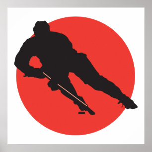 Affiche silhouette de hockey sur glace