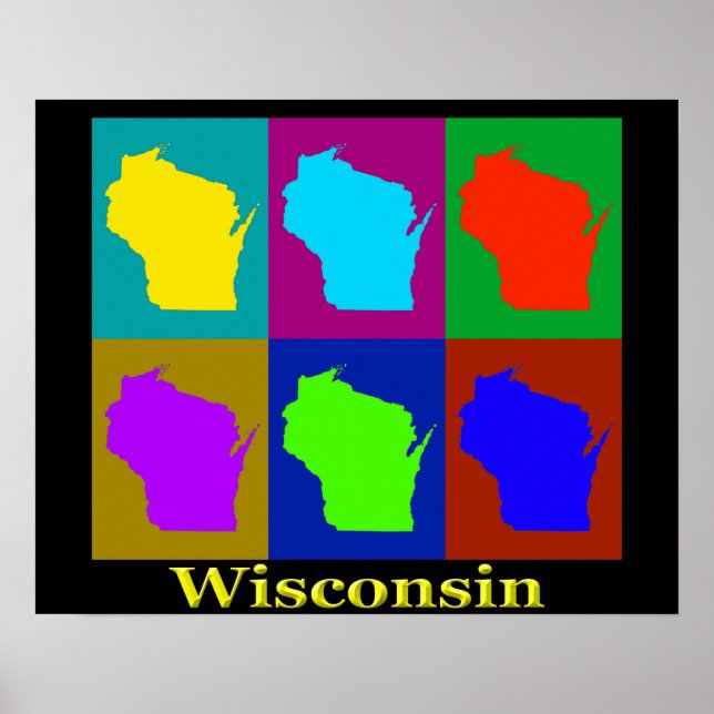 Affiche Silhouette de la carte du Wisconsin (Devant)