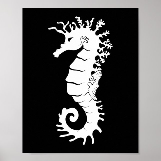 Affiche Silhouette de la Créature de la Mer - Hippocampes (Devant)