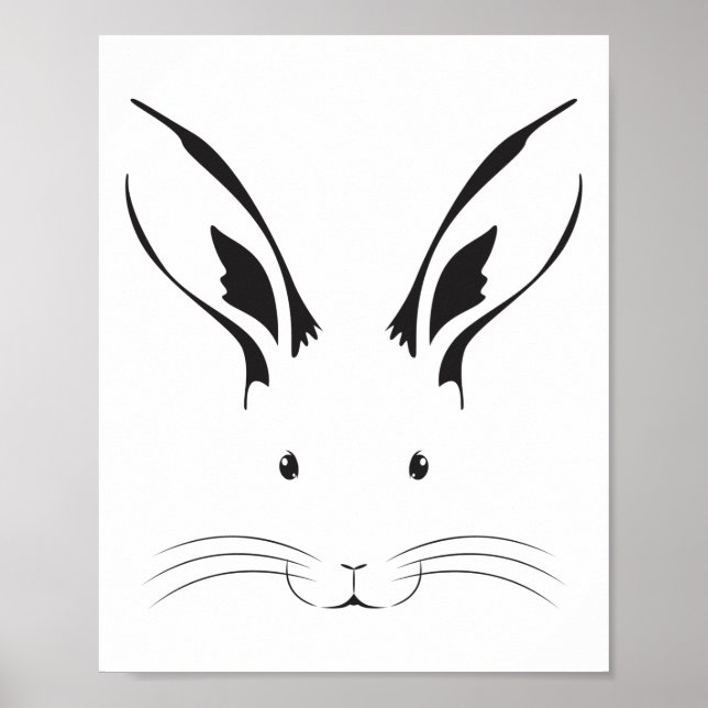 Affiche Silhouette de la face du lapin (Devant)