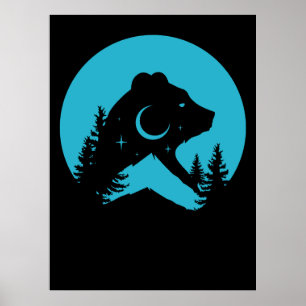 Affiche Silhouette de la forêt nocturne de Bear Mountain