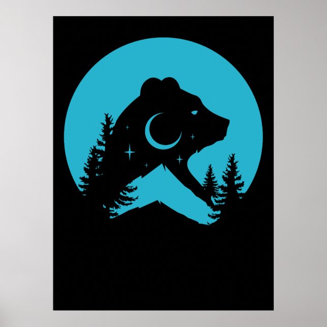 Affiche Silhouette de la forêt nocturne de Bear Mountain (Devant)