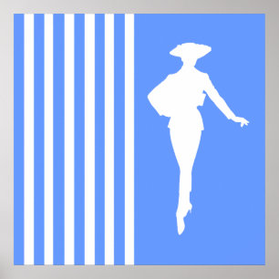Affiche Silhouette de la mode et de la modernité bleue